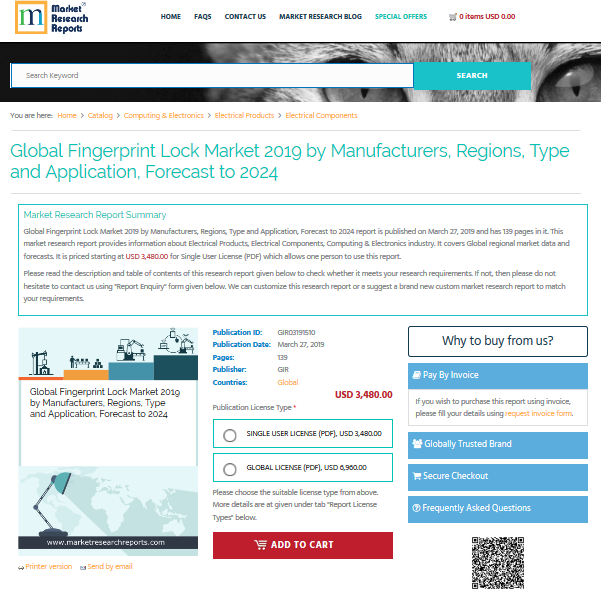 Global Fingerprint Lock Market 2019 by Manufacturers, Region
