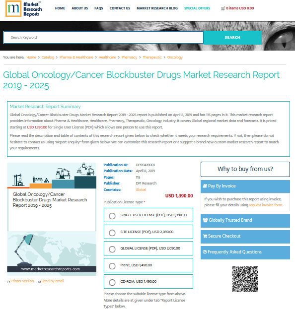 Global Oncology/Cancer Blockbuster Drugs Market Research