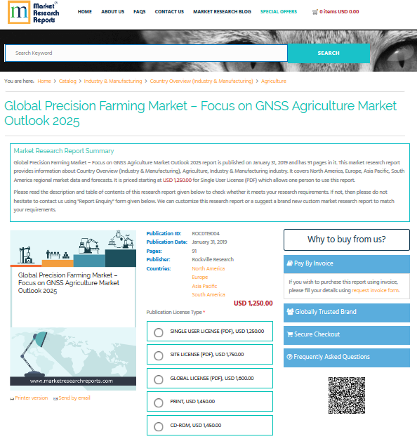 Global Precision Farming Market &ndash; Focus on GNSS Ag