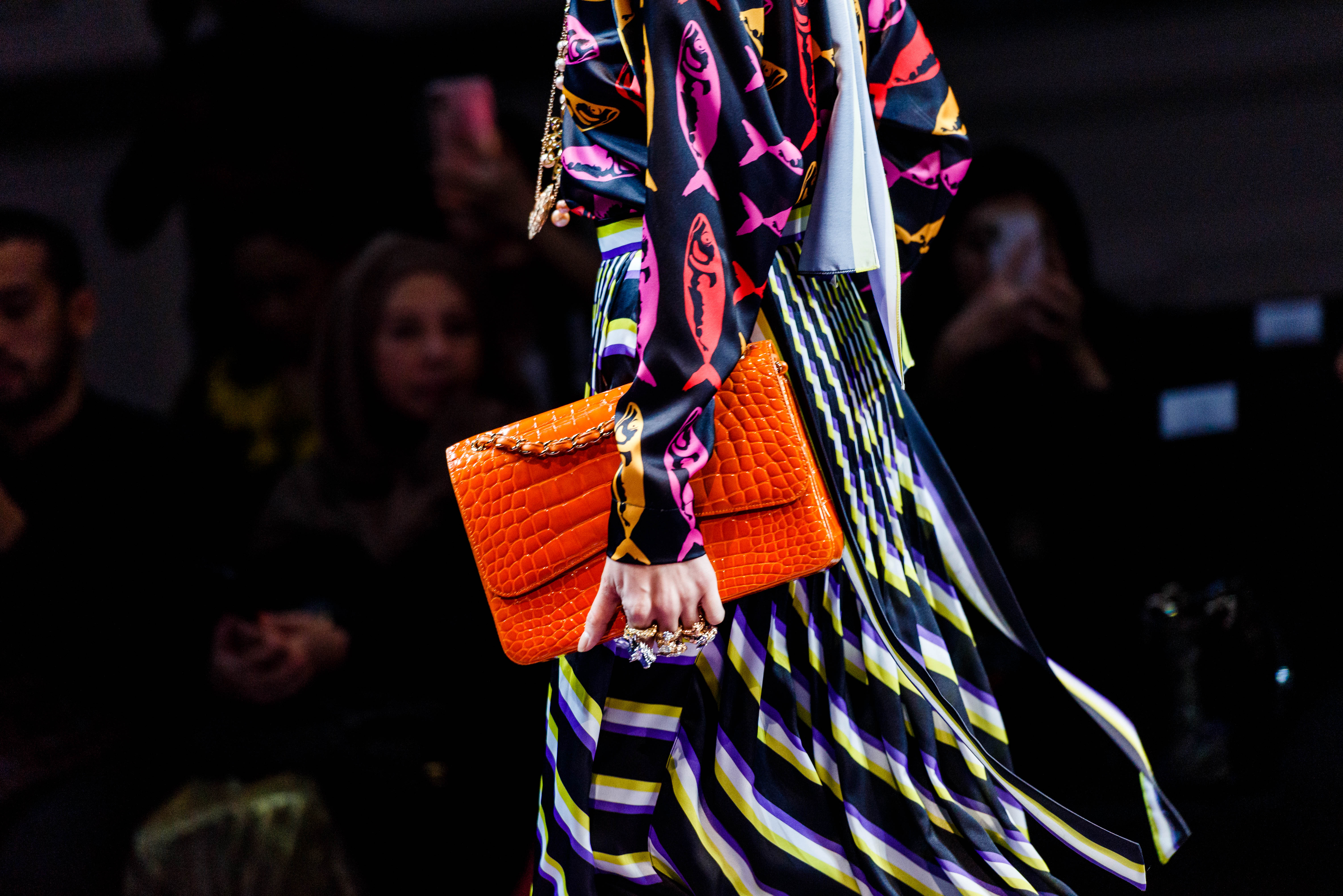 Chanel Classic Jumbo Double Flap Bag Shiny Orange Alligator'