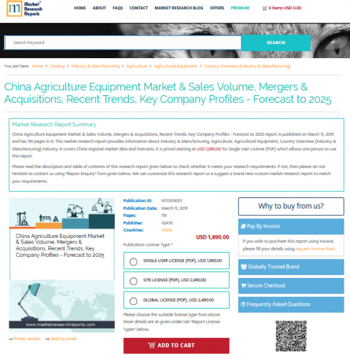 China Agriculture Equipment Market &amp; Sales Volume, M'