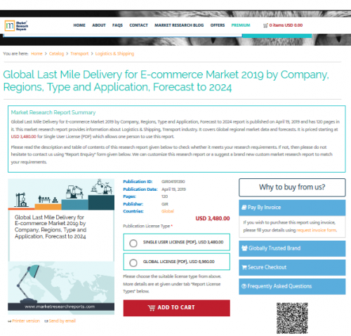 Global Last Mile Delivery for E-commerce Market 2019'