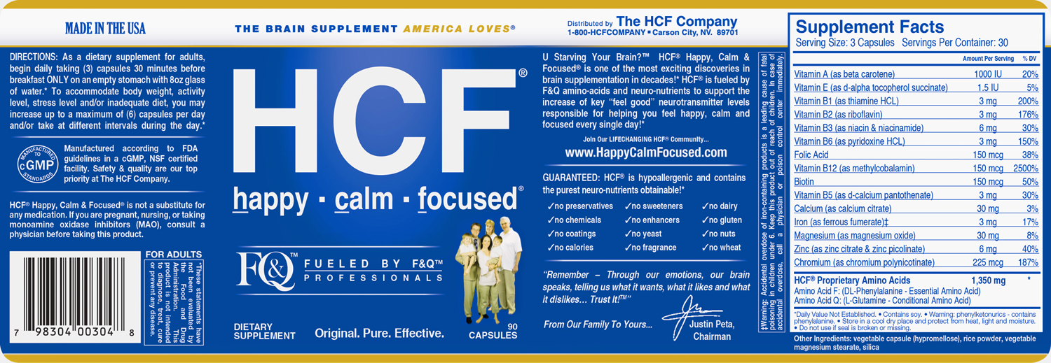 Happy, Calm & Focused Ingredients'