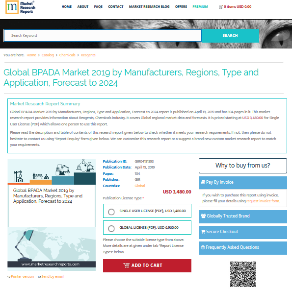 Global BPADA Market 2019 by Manufacturers, Regions, Type