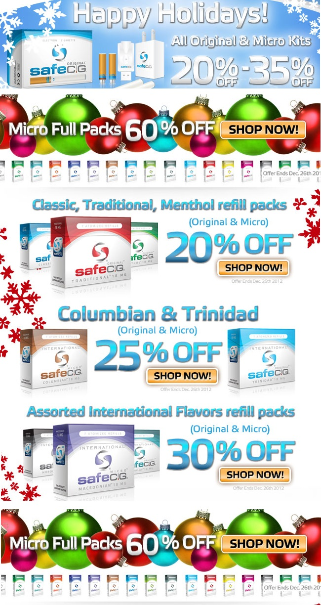 Safe Cig Holiday Sale'
