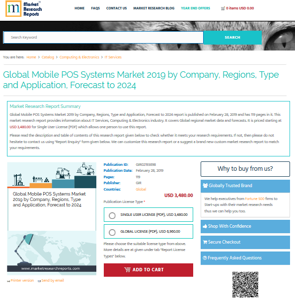 Global Mobile POS Systems Market 2019 by Company, Regions'