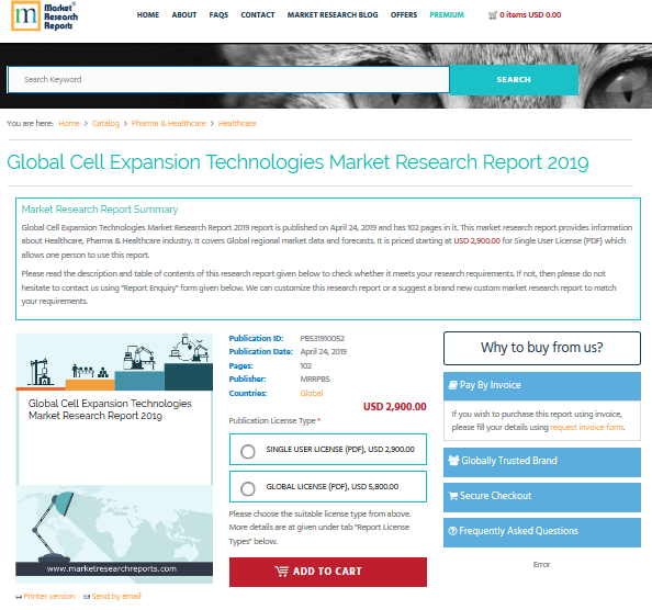 Global Cell Expansion Technologies Market Research Report