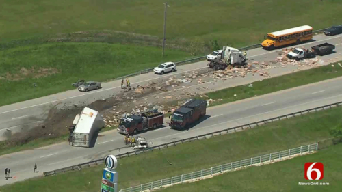 Semi Truck Accident South of Tulsa Spills Meat All Over High'