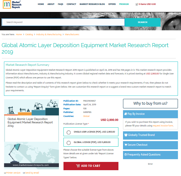 Global Atomic Layer Deposition Equipment Market Research