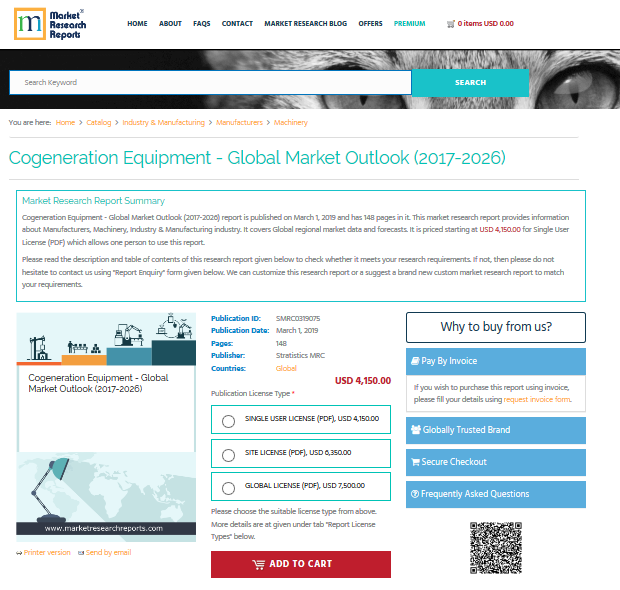Cogeneration Equipment - Global Market Outlook (2017-2026)'