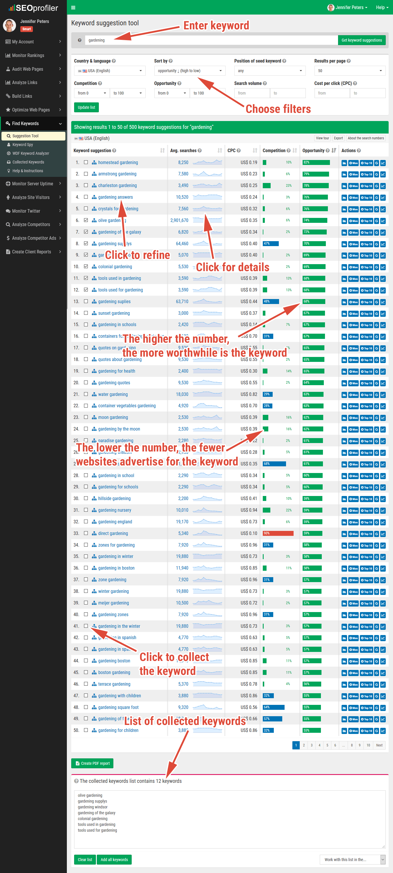 New keyword suggestion tool for keyword research