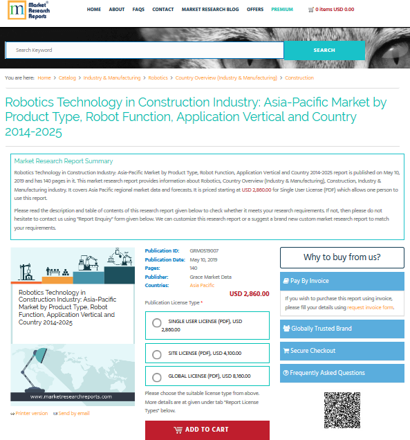 Robotics Technology in Construction Industry: Asia-Pacific'