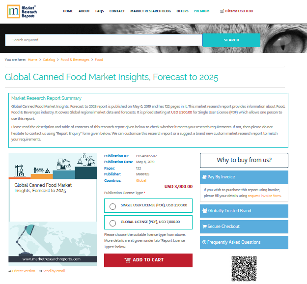 Global Canned Food Market Insights, Forecast to 2025'