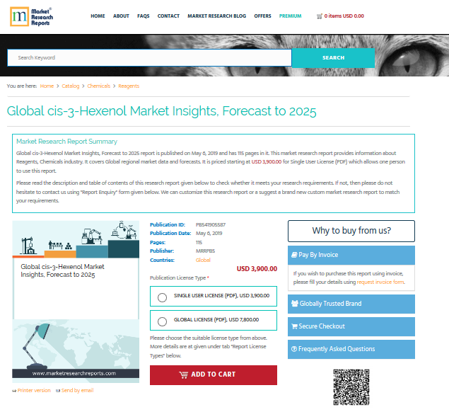Global cis-3-Hexenol Market Insights, Forecast to 2025'