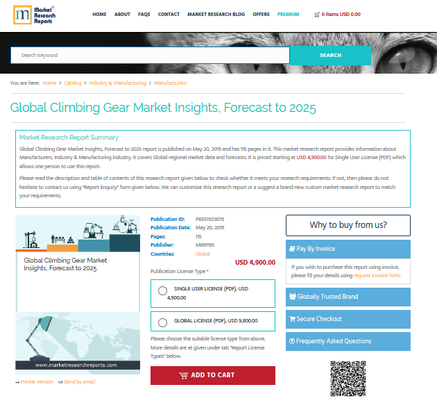 Global Climbing Gear Market Insights, Forecast to 2025