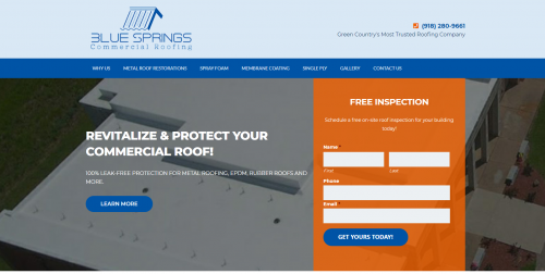 Blue Springs Commercial Roofing Homepage (Top Portion)'