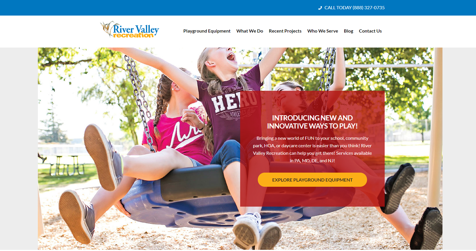 Screenshot of River Valley Recreation homepage'