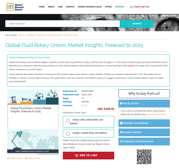 Global Fluid Rotary Unions Market Insights, Forecast to 2025'