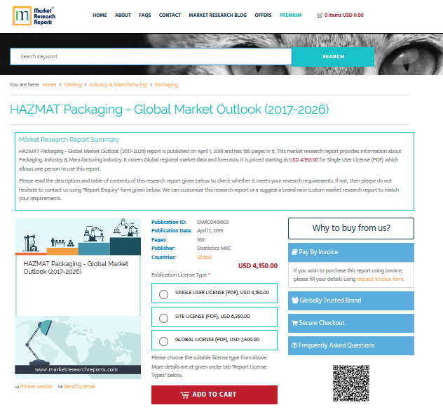 HAZMAT Packaging - Global Market Outlook (2017-2026)'
