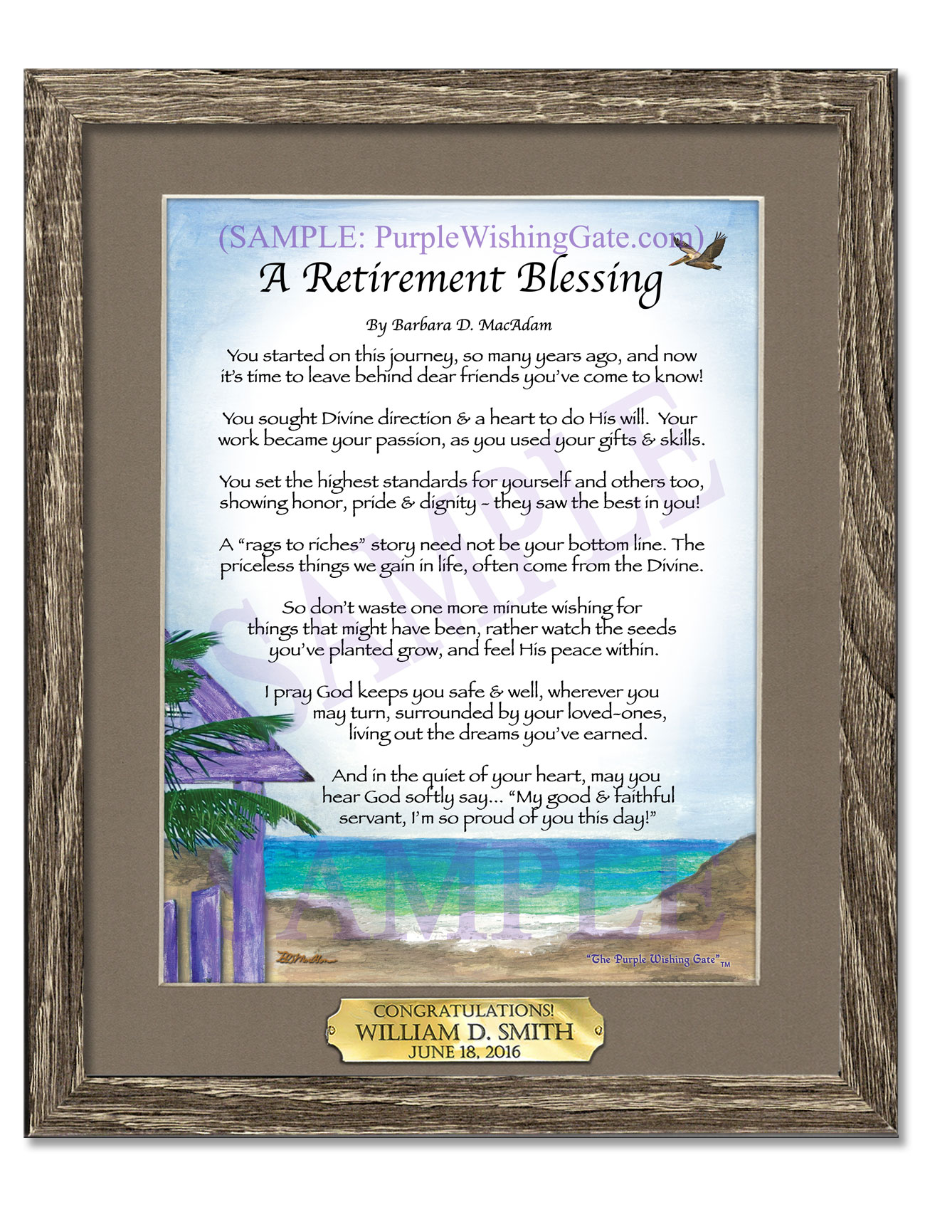 8x10 Retirement Blessing in Birchwood Frame'
