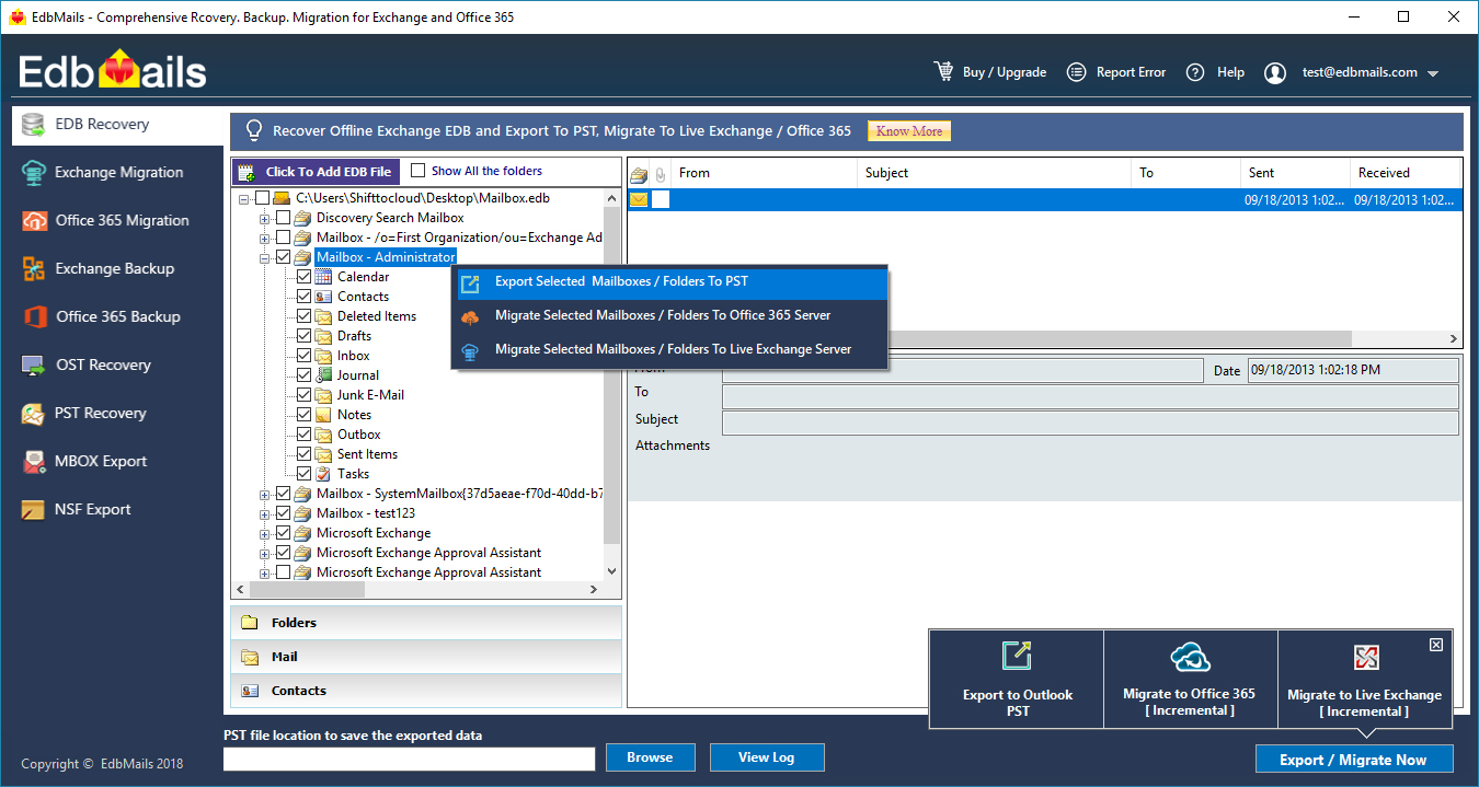 Company  EDB to PST'