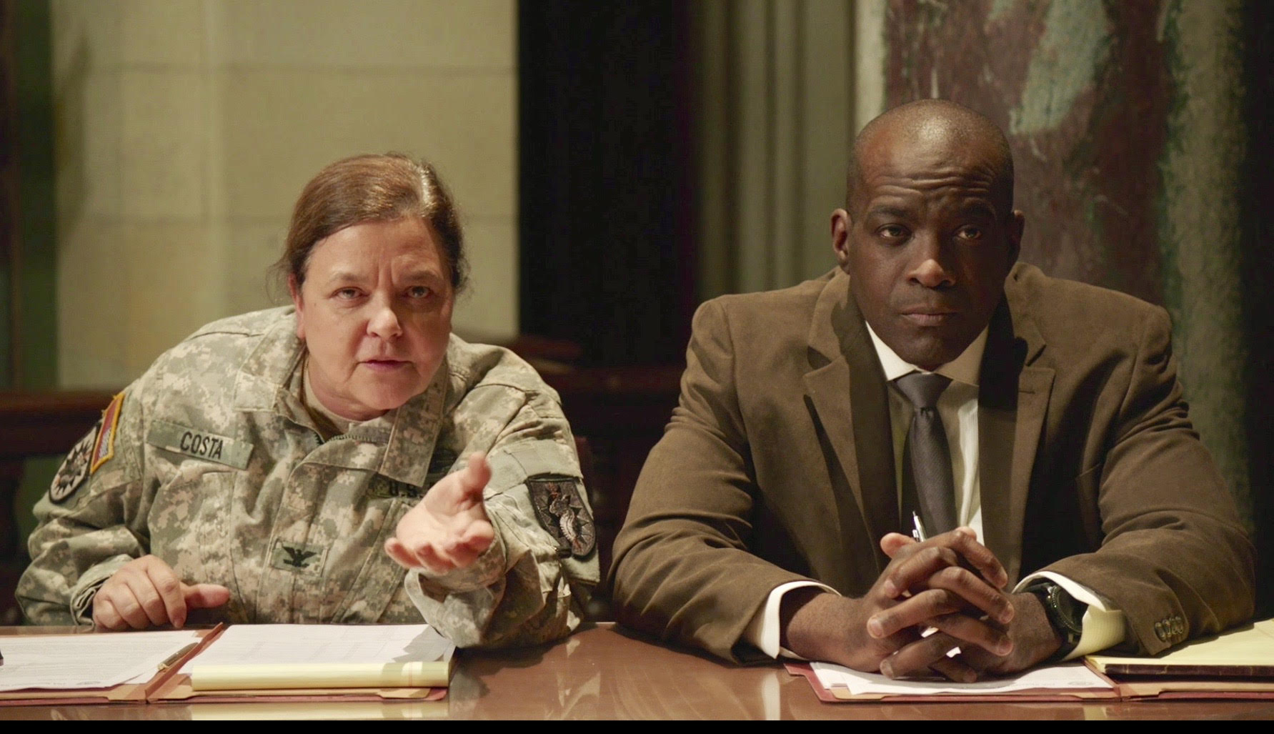 Actress / war veteran Lisa Costanza and actor Marlon Sanders'