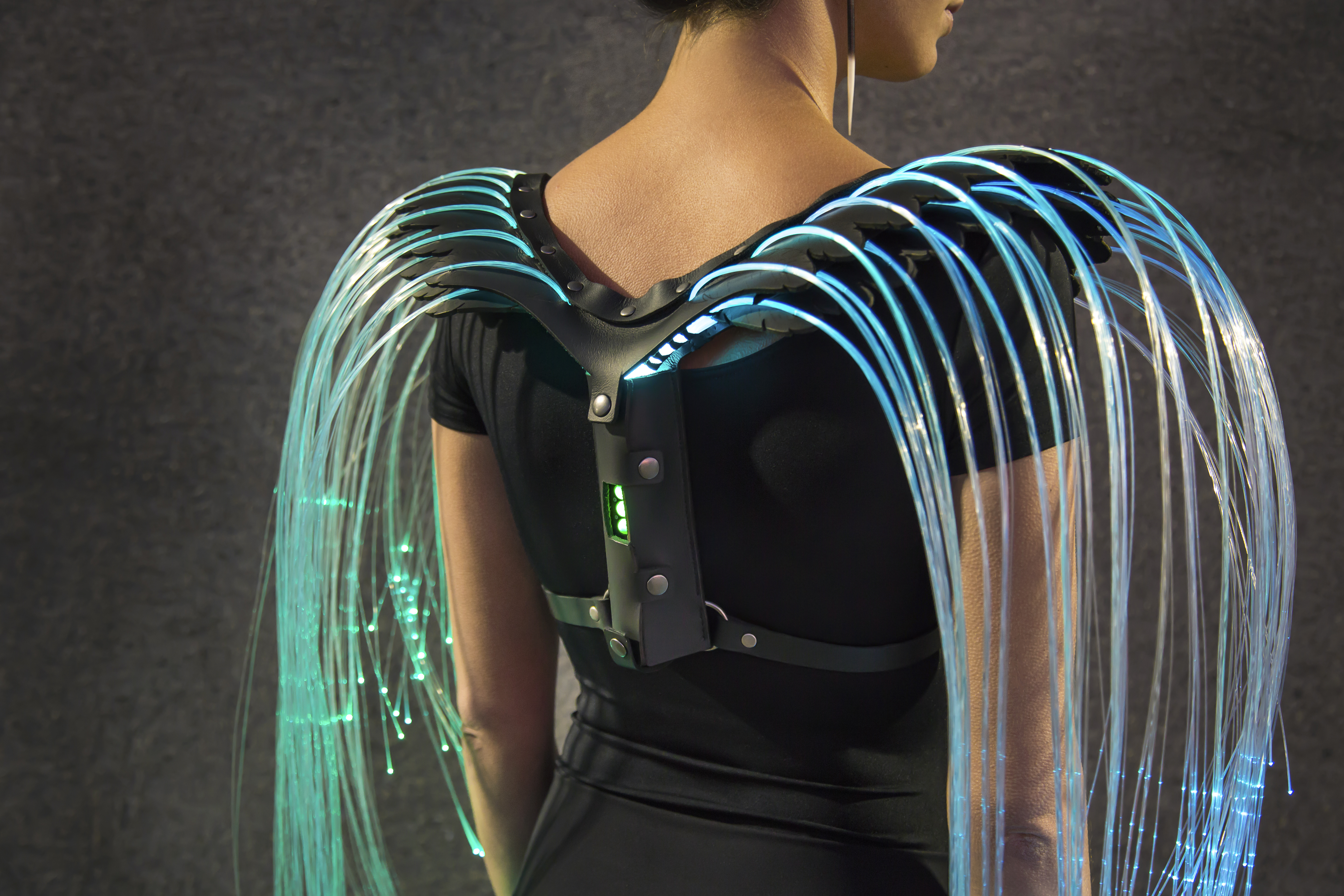 Fiber optic wings using the RGB Critter flashlight.