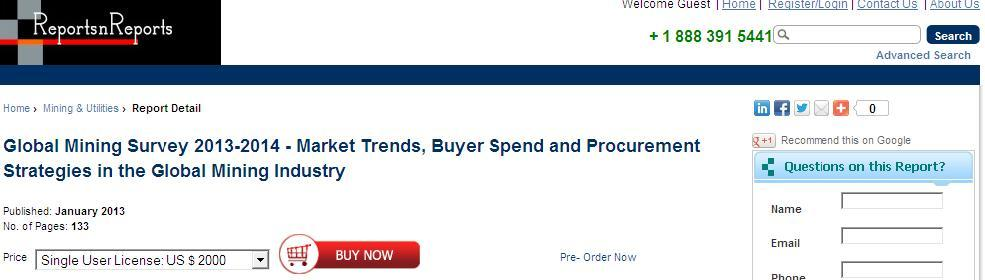 Global Mining  Market Analysis to 2014'