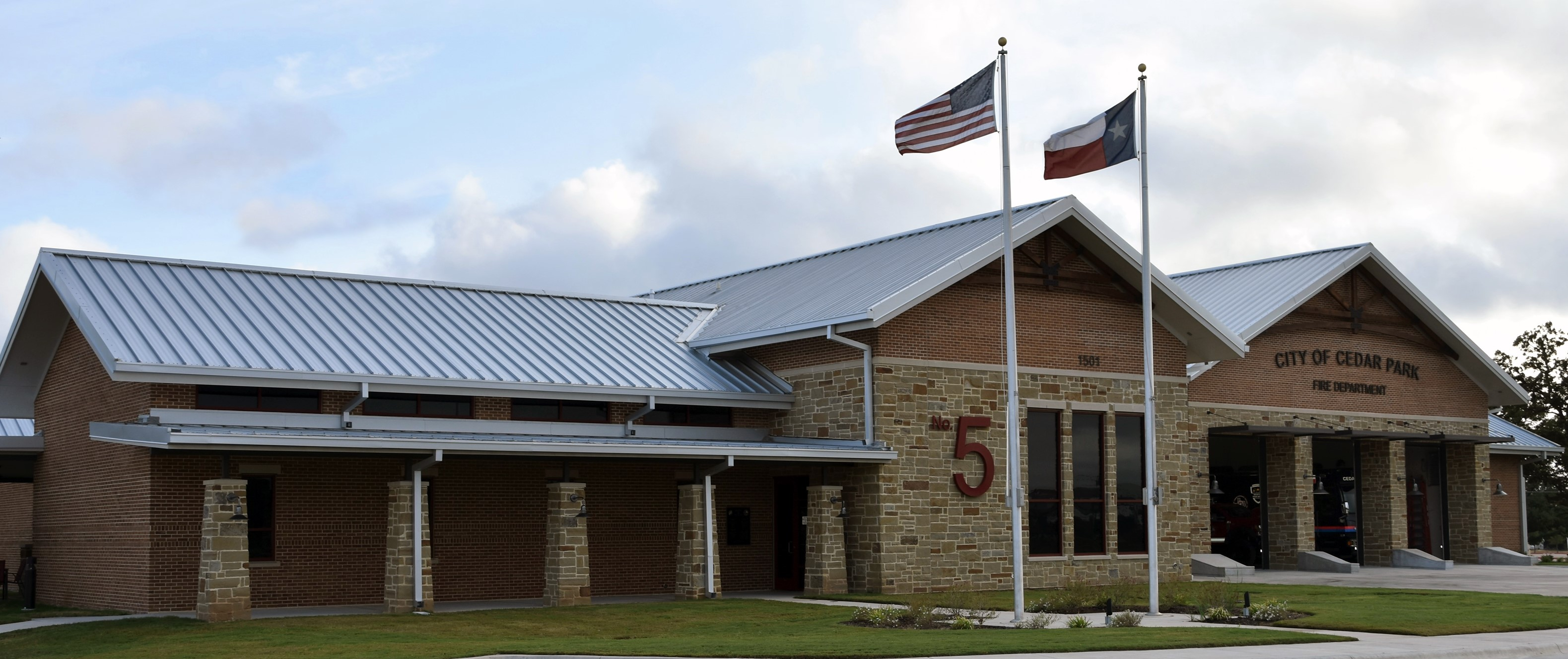 Cedar Park Fire Statiion Green Knight Metal Roofing'