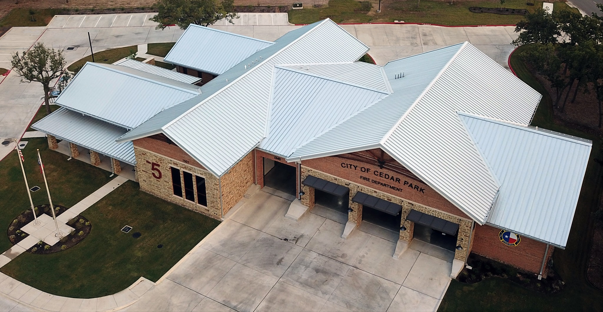 Cedar Park Fire Statiion Green Knight Metal Roofing'