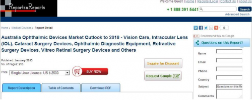 Australia Ophthalmic Devices Market Outlook to 2018'