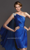 Elegant blue one shoulder prom dress'