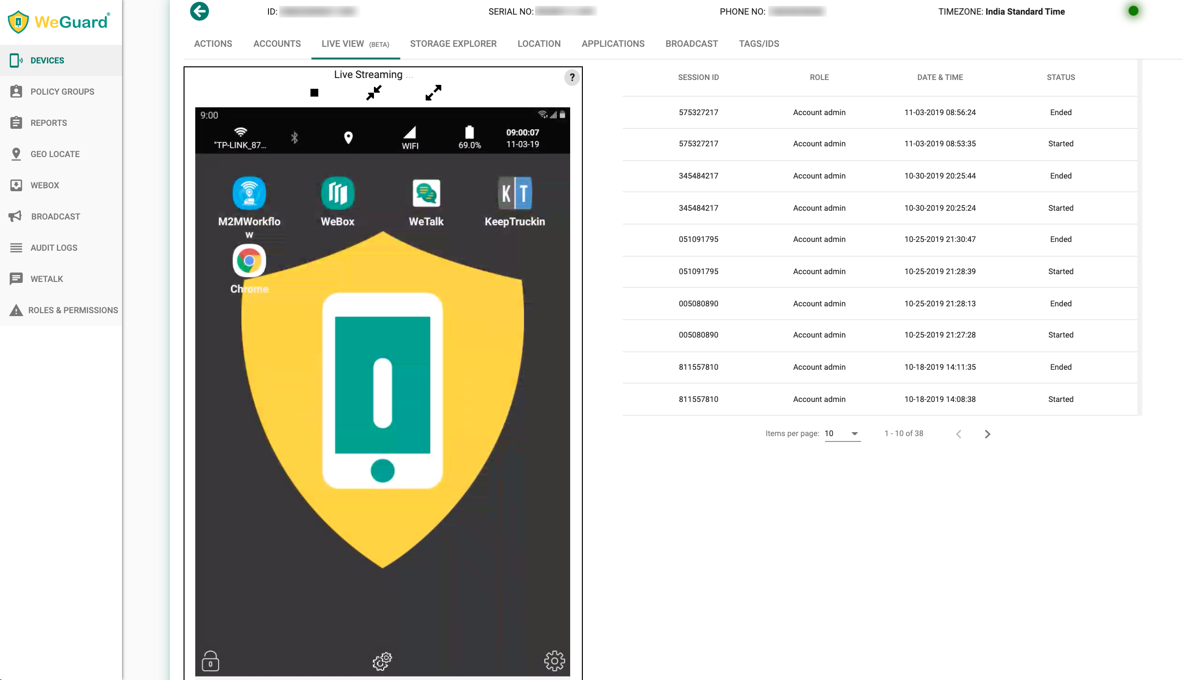 WeGuard&reg; Live View'