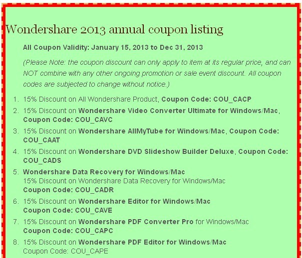 Wondershare Coupon'