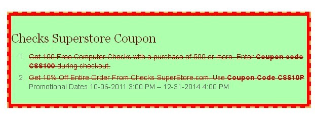 Checks Superstore Coupon'
