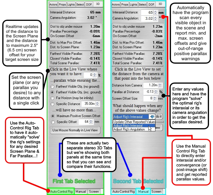 Annotated Screen Shot of FrameForge Previz Studio'