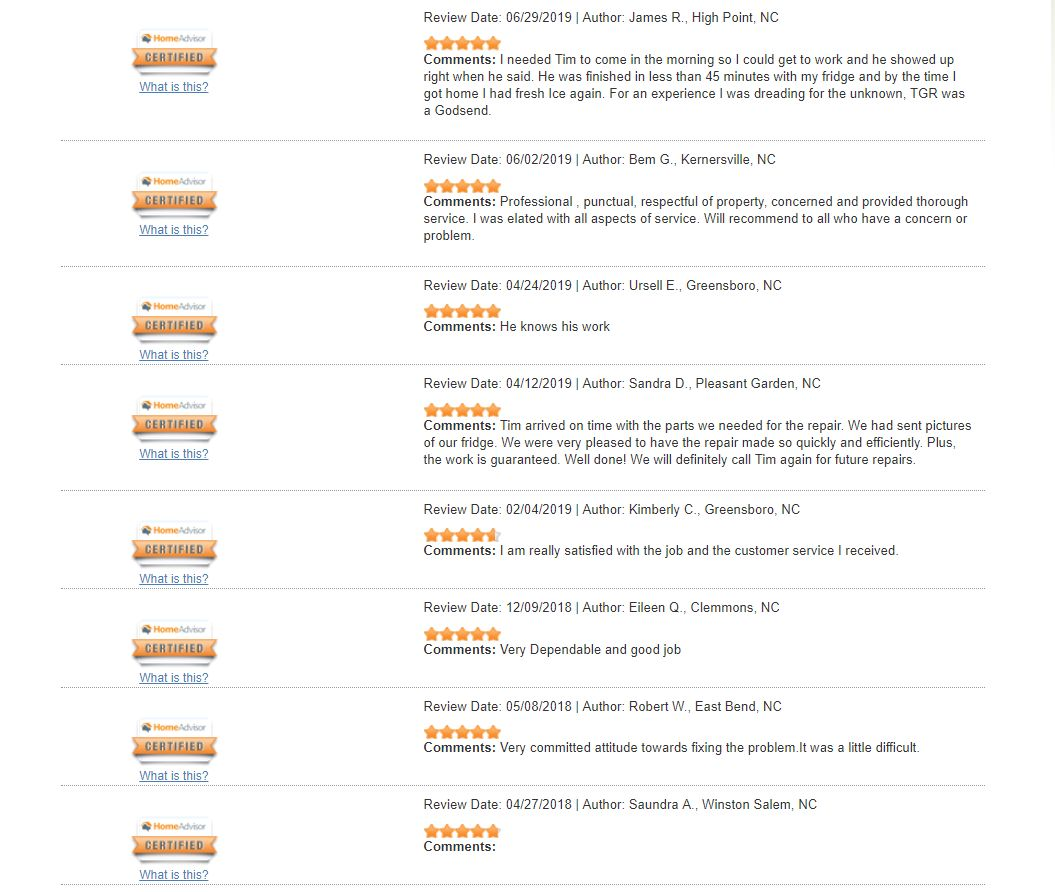 TGR Major Appliance Service And Repair