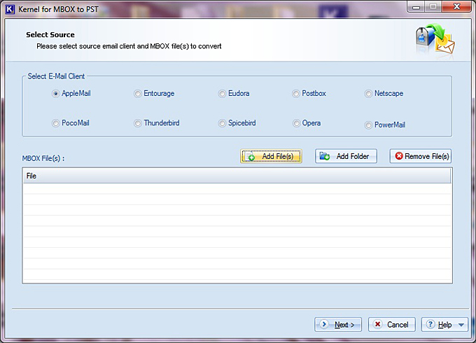 Kernel for MBOX to PST'