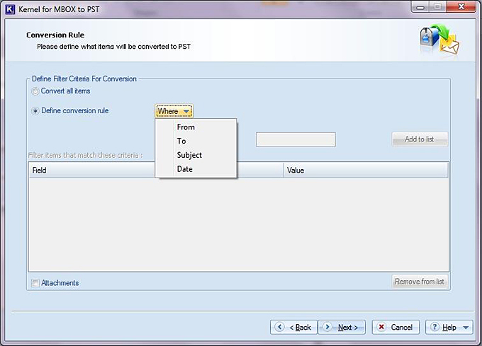 Kernel for MBOX to PST Screenshot'