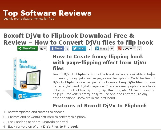 Boxoft DjVu to Flipbook Reviews from top software reviews'