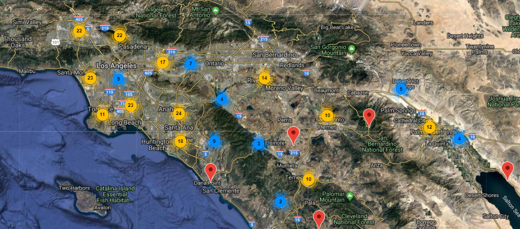 Map of Self Storage Businesses