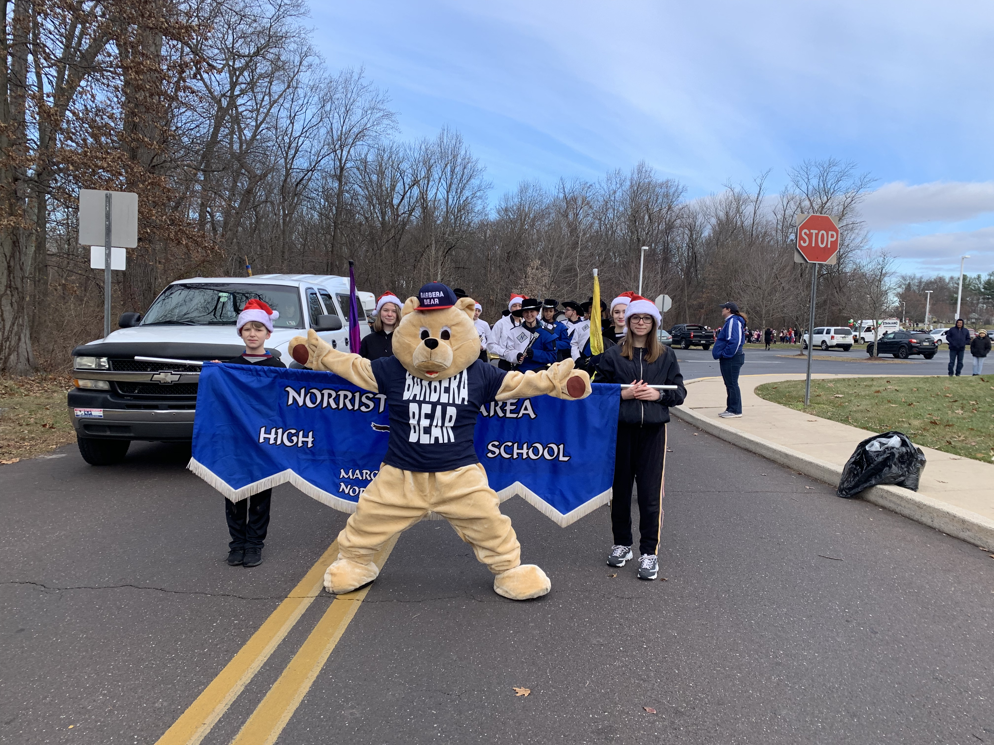 Gary Barbera and the Barbera Bear Thank the East Norriton an
