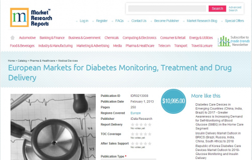 European Markets for Diabetes Monitoring, Treatment and Drug'