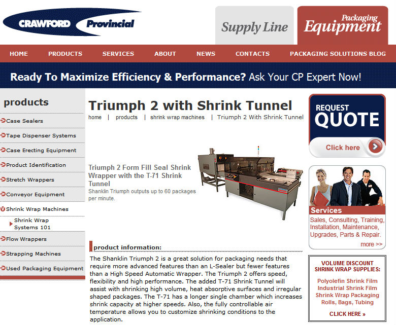 Triumph 2 Shrink Wrap Machine with Tunnel'