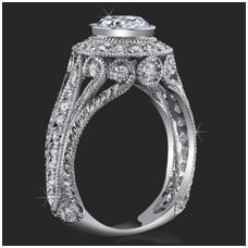 Antique Engagement Ring setting by BloomingBeautyRing.com'