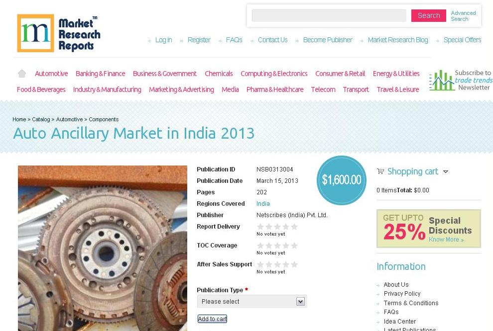 Auto Ancillary Market in India 2013'