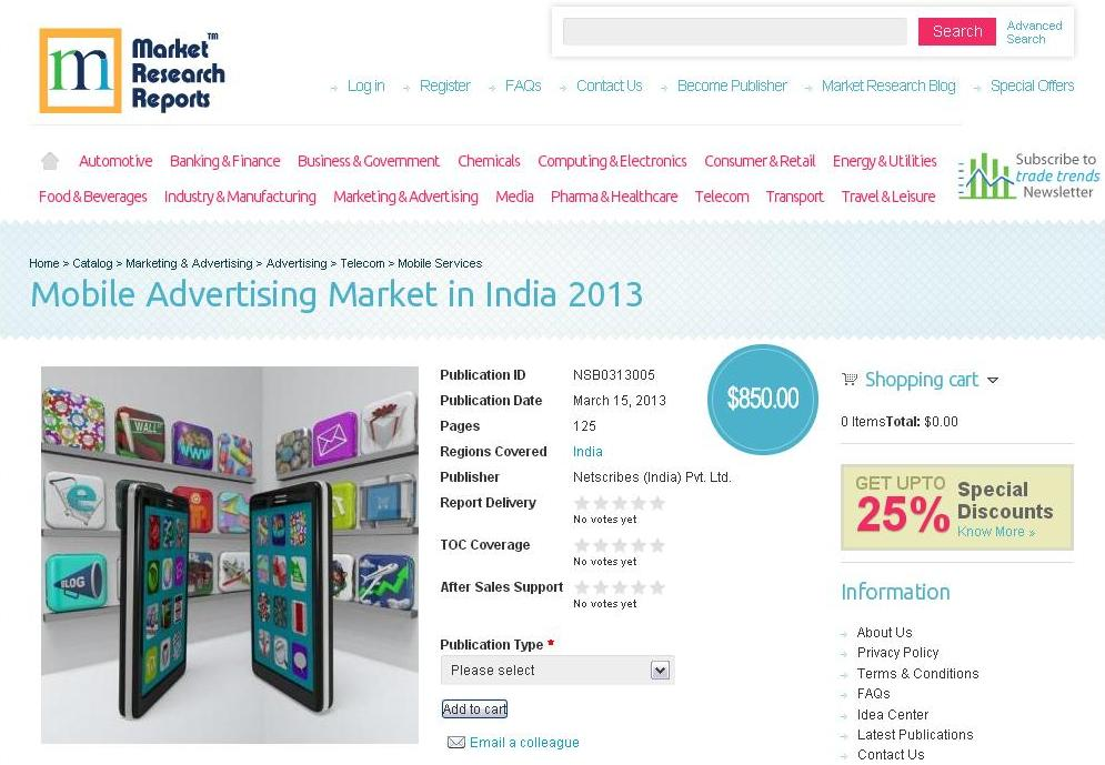 Mobile Advertising Market in India 2013'