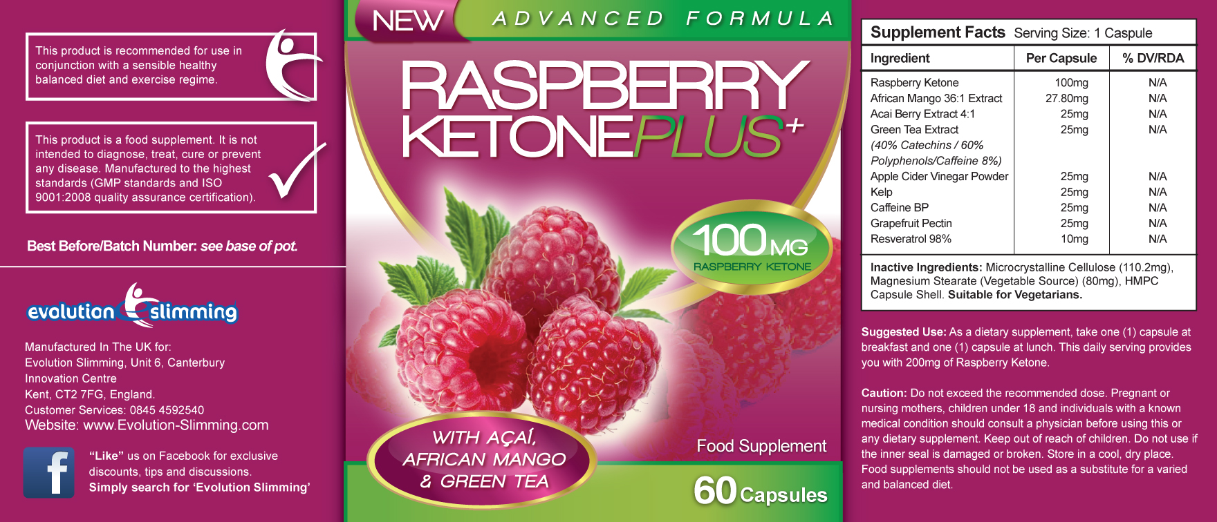 Raspberry Ketone Plus Ingredients'