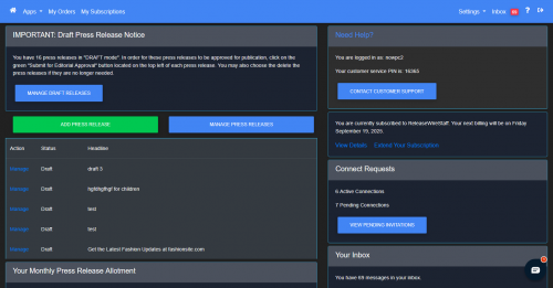 ReleaseWire 2020.1 - Account Manager Dark Mode'