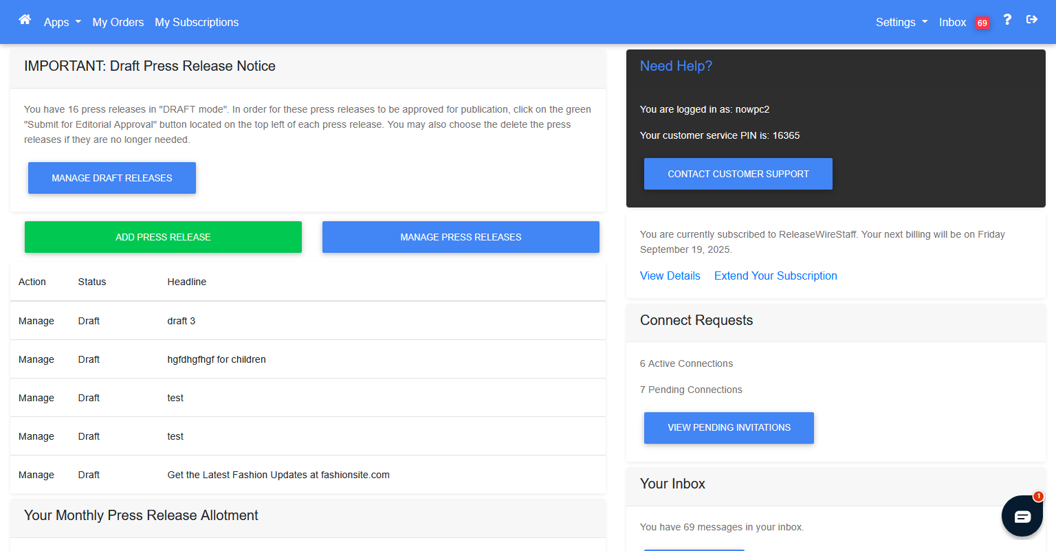 ReleaseWire 2020.1 - Account Manager Light Mode'